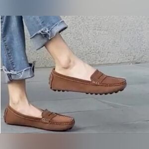 Osslue Moccasin Driving Shoe Leather  Suede  Brown Size 8.5